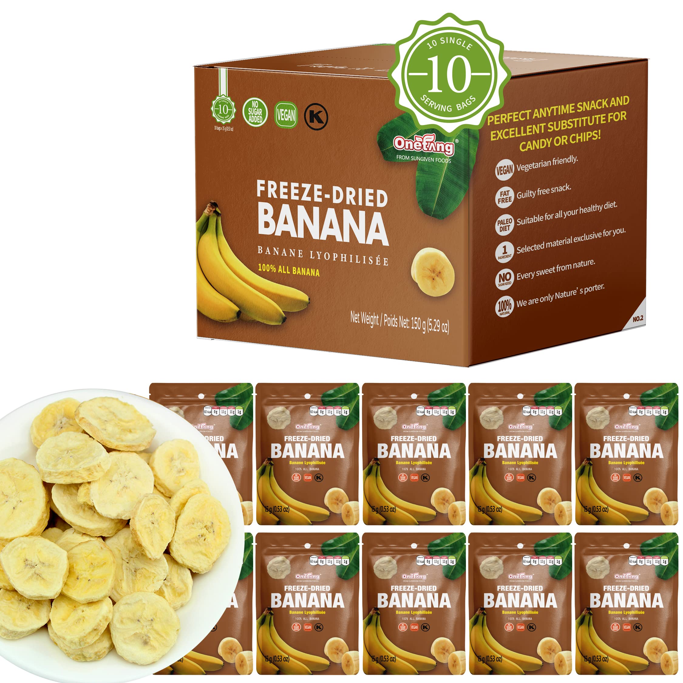 Amazon.com: ONETANG Freeze-Dried Fruit Banana Chips, 10 Pack